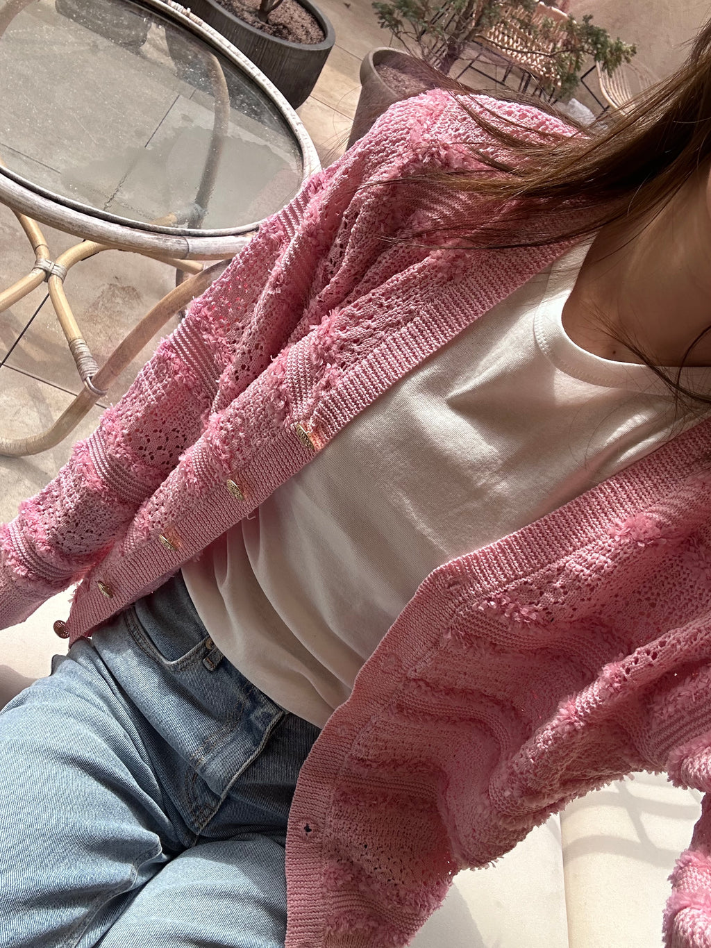 Ruffles Tweed Thin Cardigan
