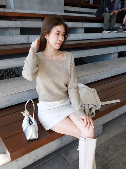 Square Neck Long Sleeves Top