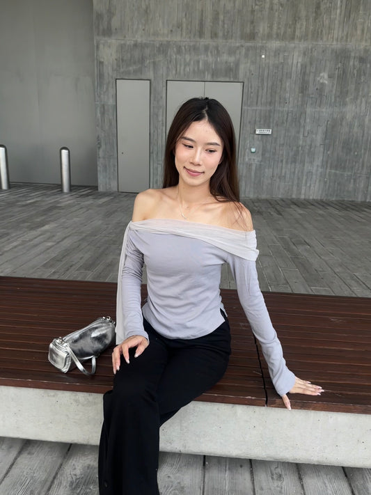 Purple Side Lace Long Sleeves Top