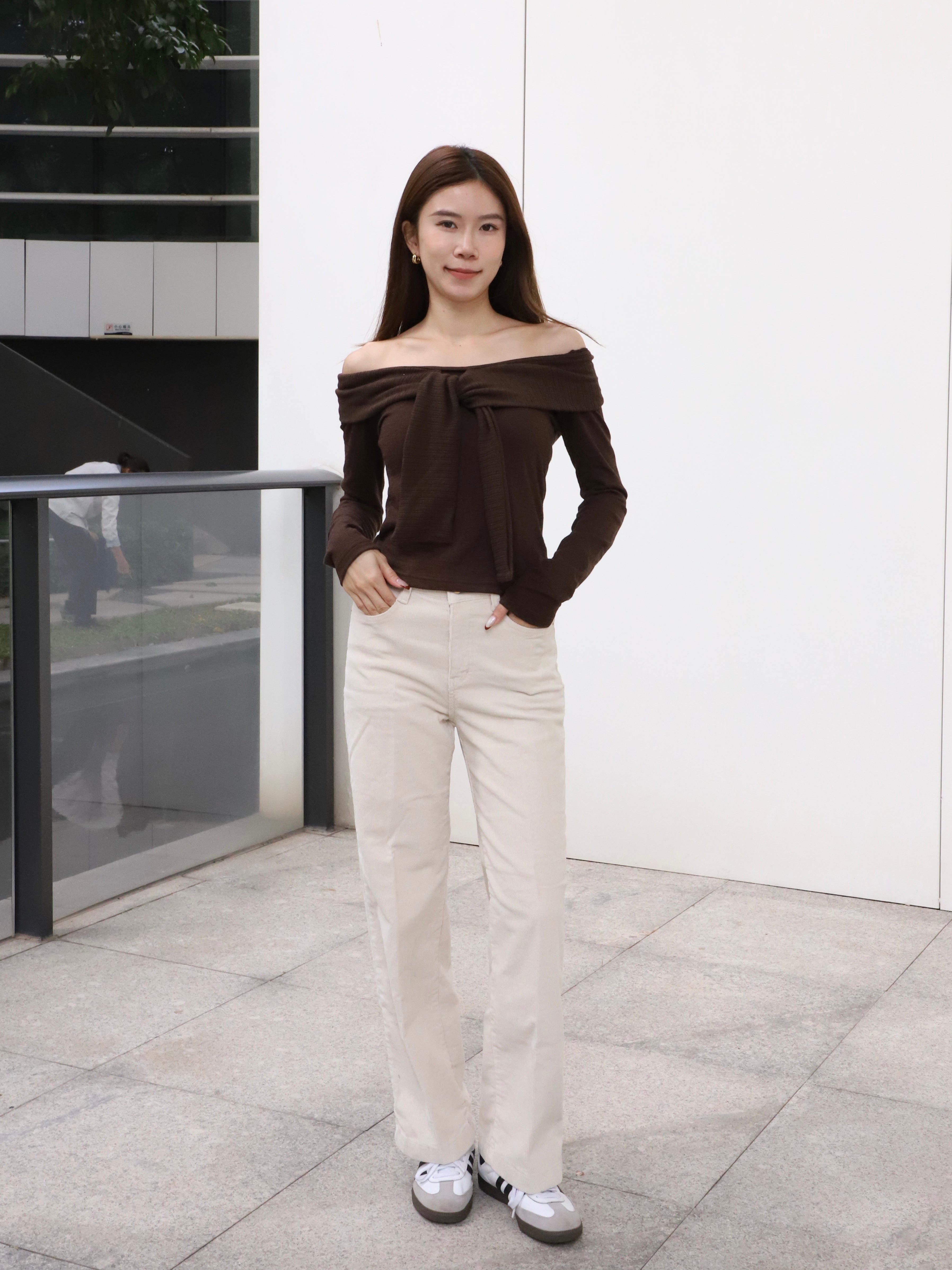 Off Shoulder Cotton Long Sleeves Top