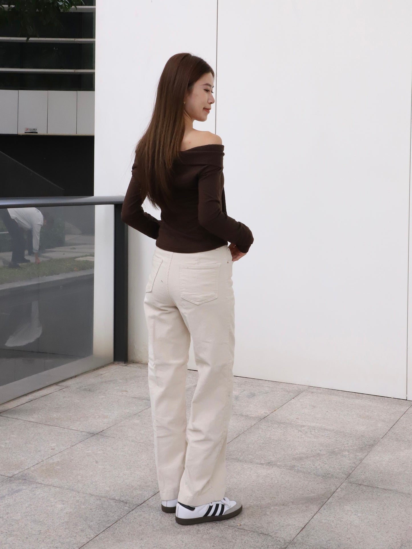 Off Shoulder Cotton Long Sleeves Top