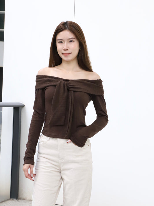 Off Shoulder Cotton Long Sleeves Top