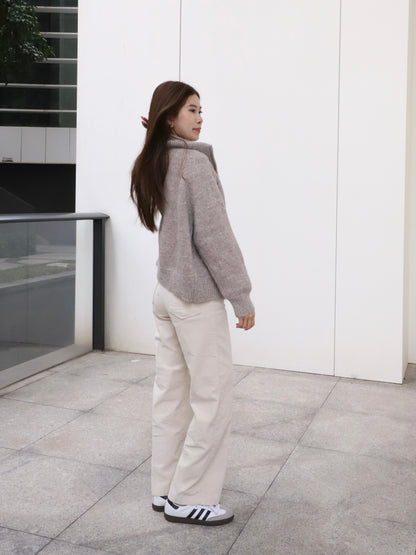 Leather Zipped Up Cardigan