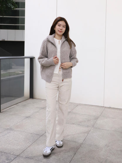 Leather Zipped Up Cardigan