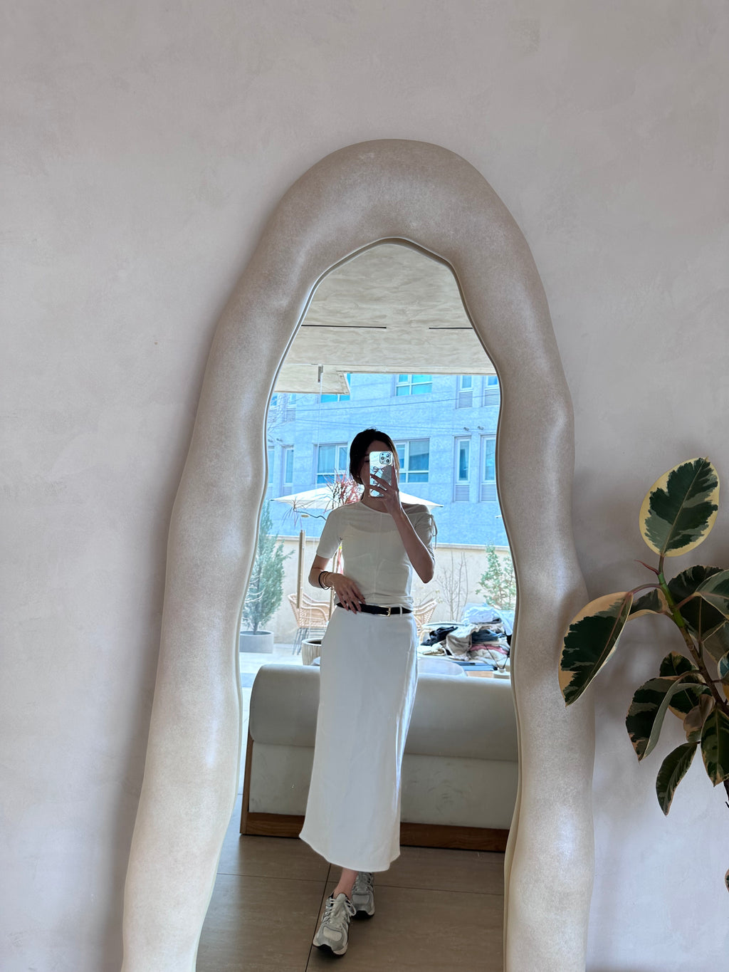 Denim Mermaid White Skirt (without belt)