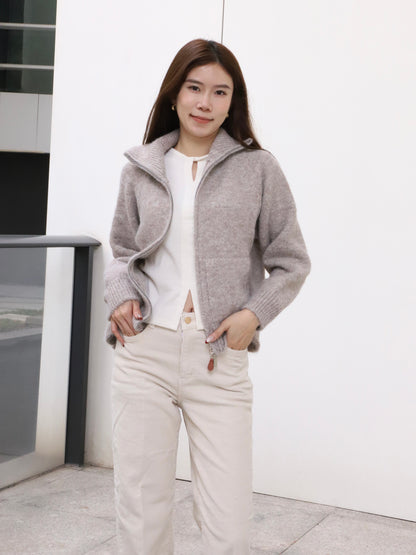 Leather Zipped Up Cardigan