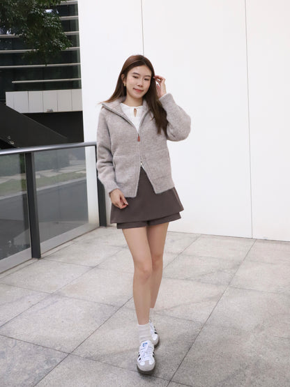 Leather Zipped Up Cardigan