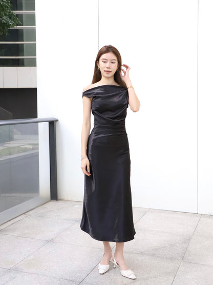 ashchic made One side off silk maxi dress
