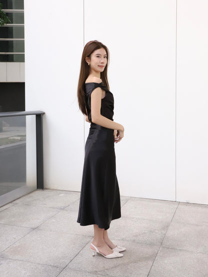 ashchic made One side off silk maxi dress