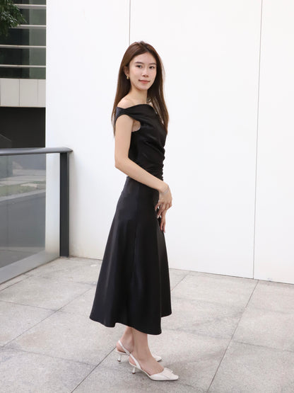 ashchic made One side off silk maxi dress