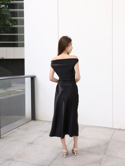 ashchic made One side off silk maxi dress