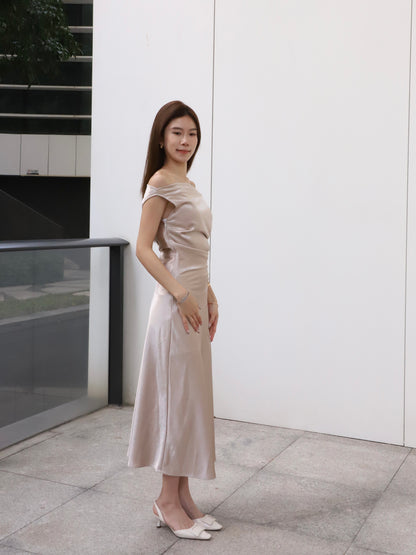 ashchic made One side off silk maxi dress