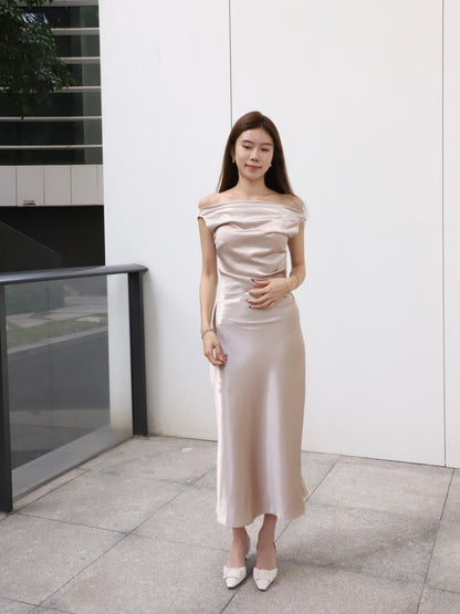 ashchic made One side off silk maxi dress