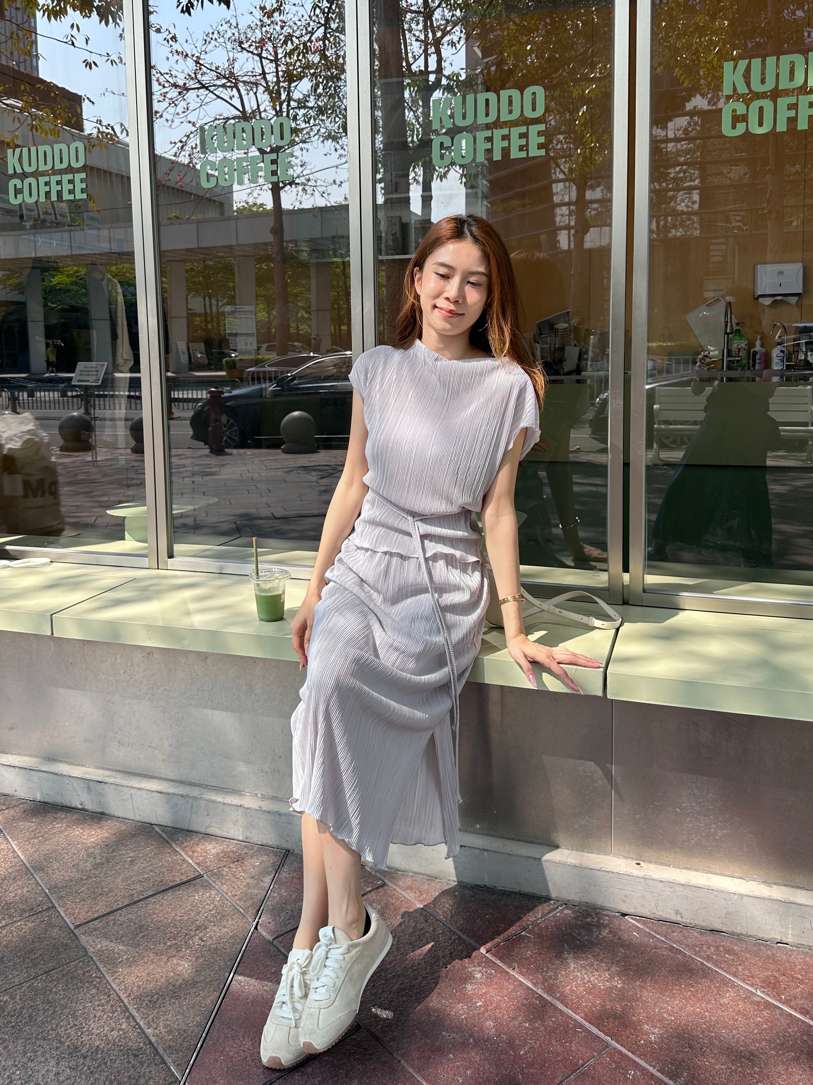 Chiffon Lined T Top & Skirt Set