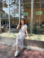 Chiffon Lined T Top & Skirt Set