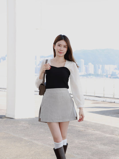 Velvet Skirt Shorts with Pocket