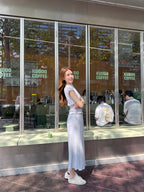 Chiffon Lined T Top & Skirt Set