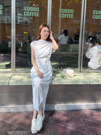 Chiffon Lined T Top & Skirt Set