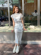 Chiffon Lined T Top & Skirt Set
