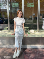 Chiffon Lined T Top & Skirt Set
