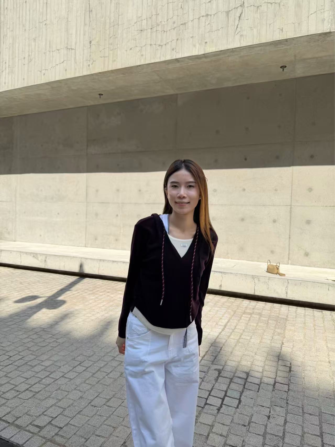 Mix Collar Tied Knitted Hoodie