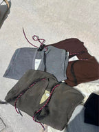 Mix Collar Tied Knitted Hoodie