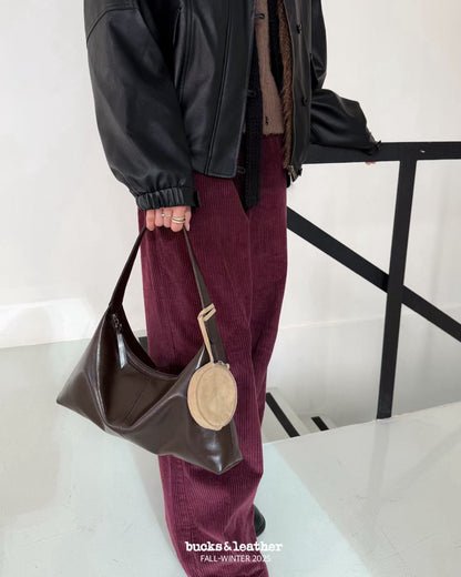 Real Leather Triangle French Bag