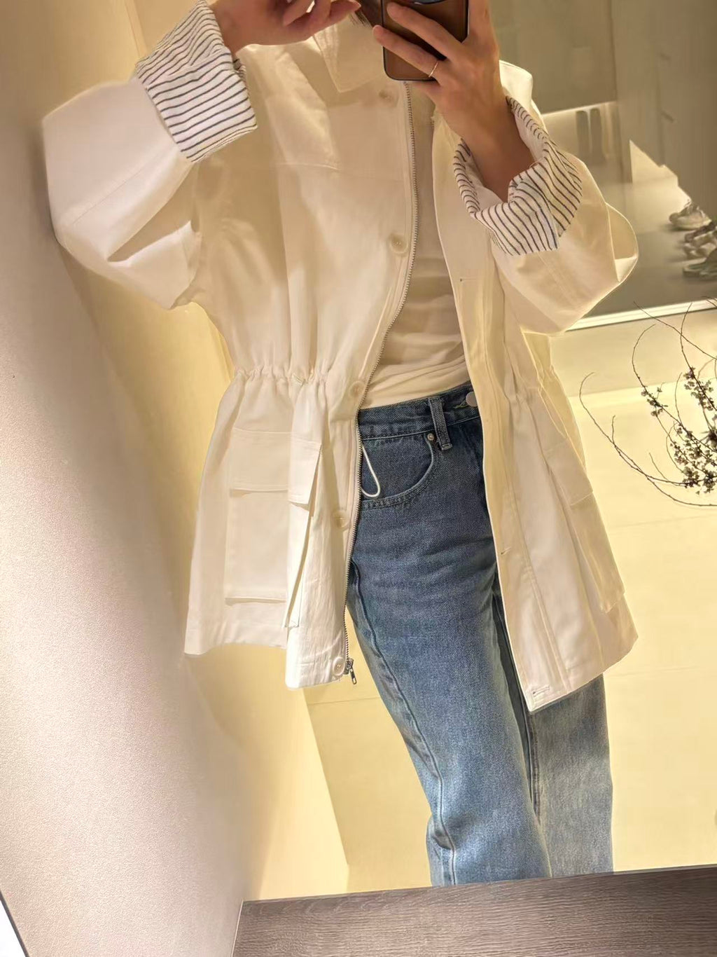 Mix Shirt Layered Trench Coat
