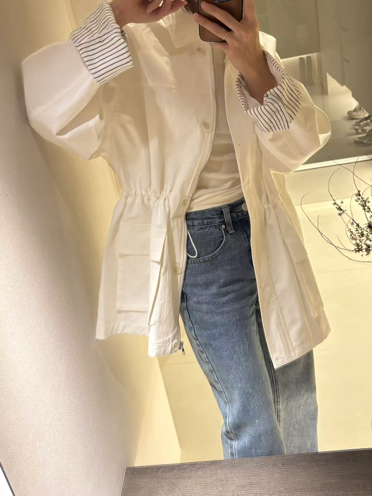 Mix Shirt Layered Trench Coat