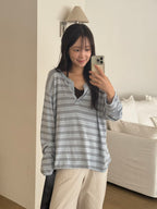 Stripe Button Top