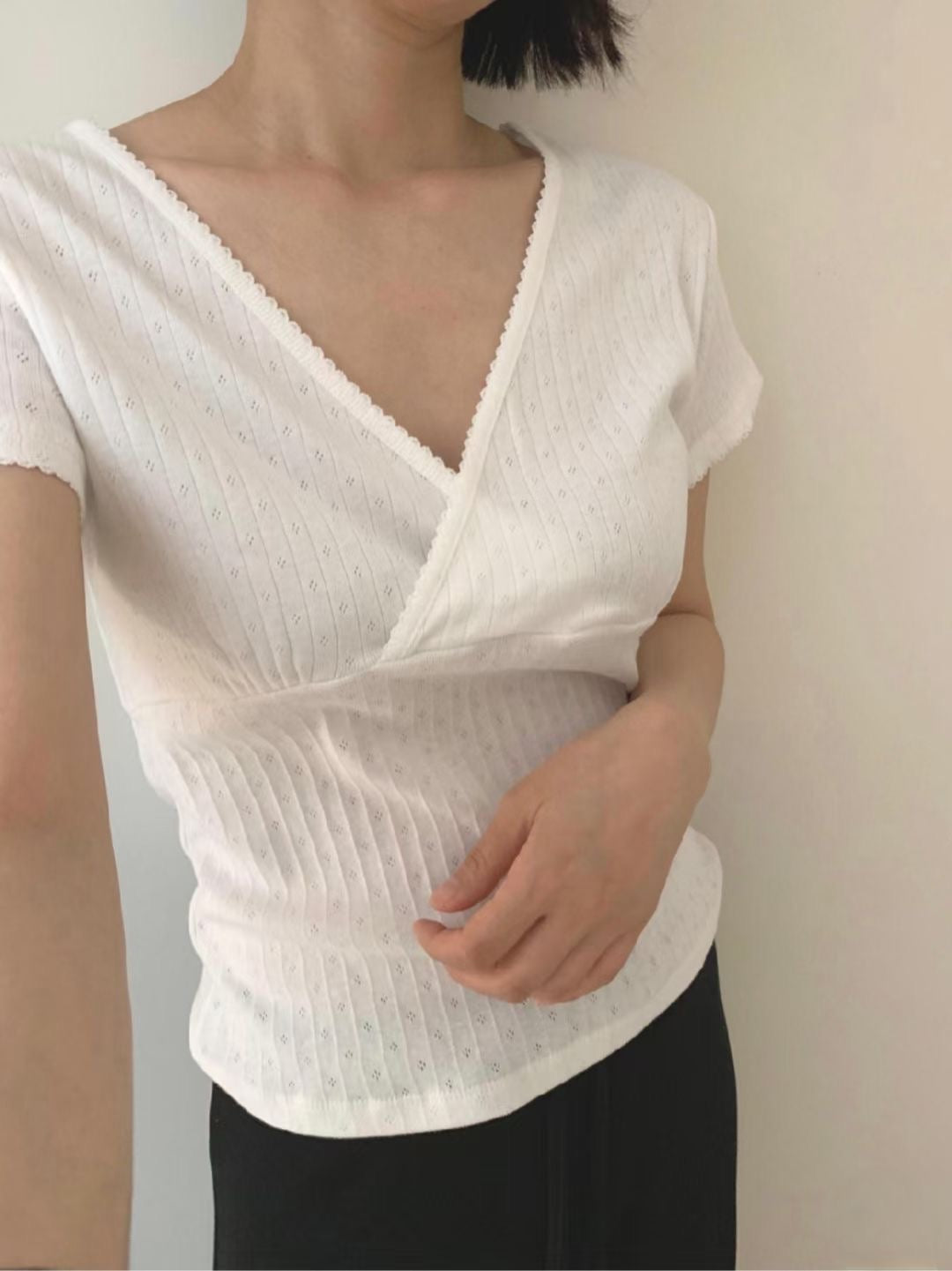 V Cross Lace T Top