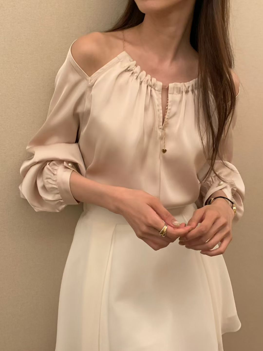 Silky V Off Shoulder Shirt