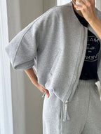 Solid Color Cropped Sweatshirt