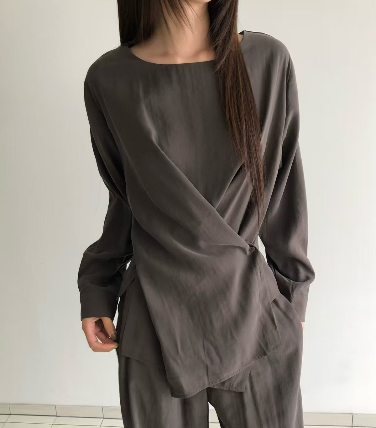 Twist Front Long Sleeve Top