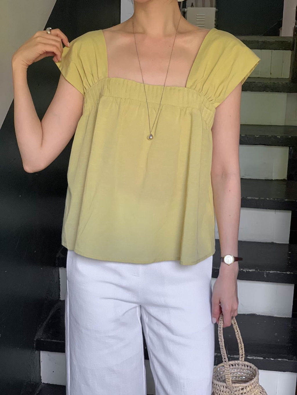 Linen Puffy Tank Top