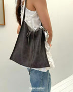 Real Leather Tied Long Shoulder Bag