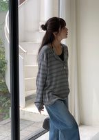 Stripe Button Top