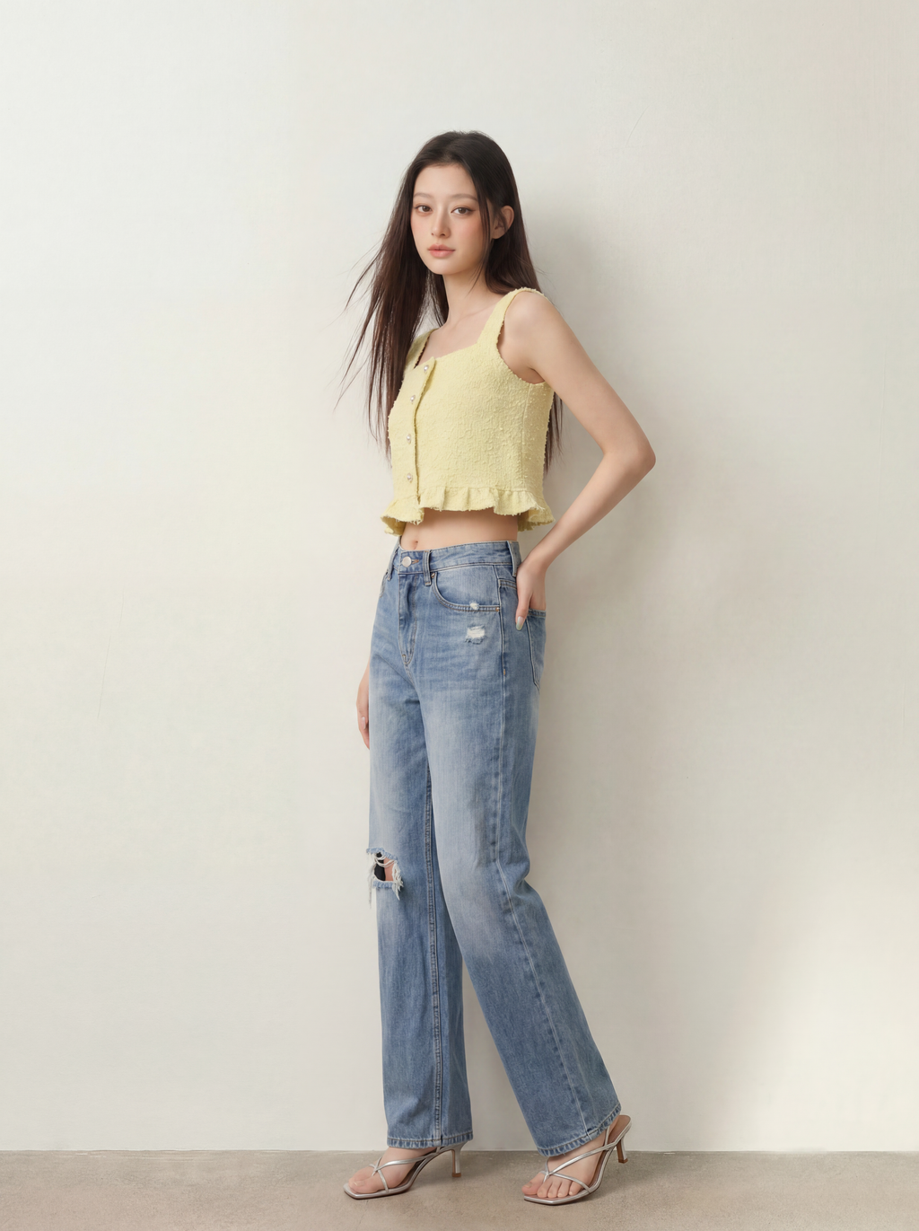 Yellow Tweed Tank Top