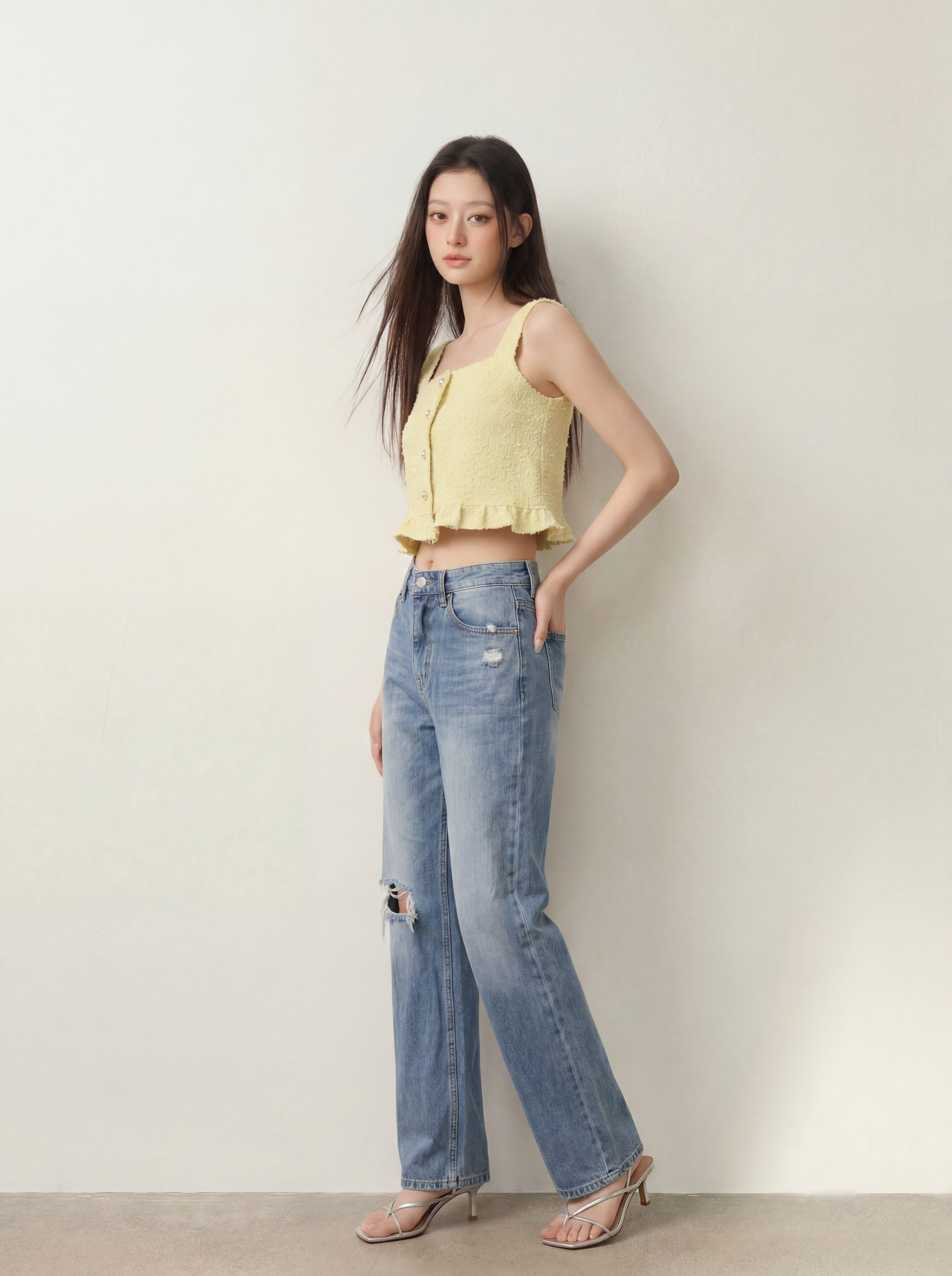 Yellow Tweed Tank Top