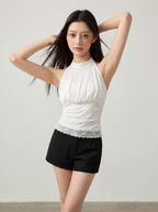Crewneck Lace Cotton Tank Top