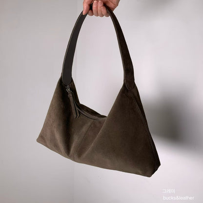 Real Leather Triangle French Bag