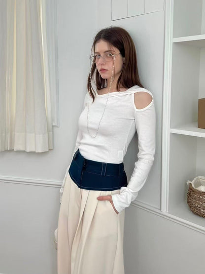 Holes Tied Long Sleeves Top