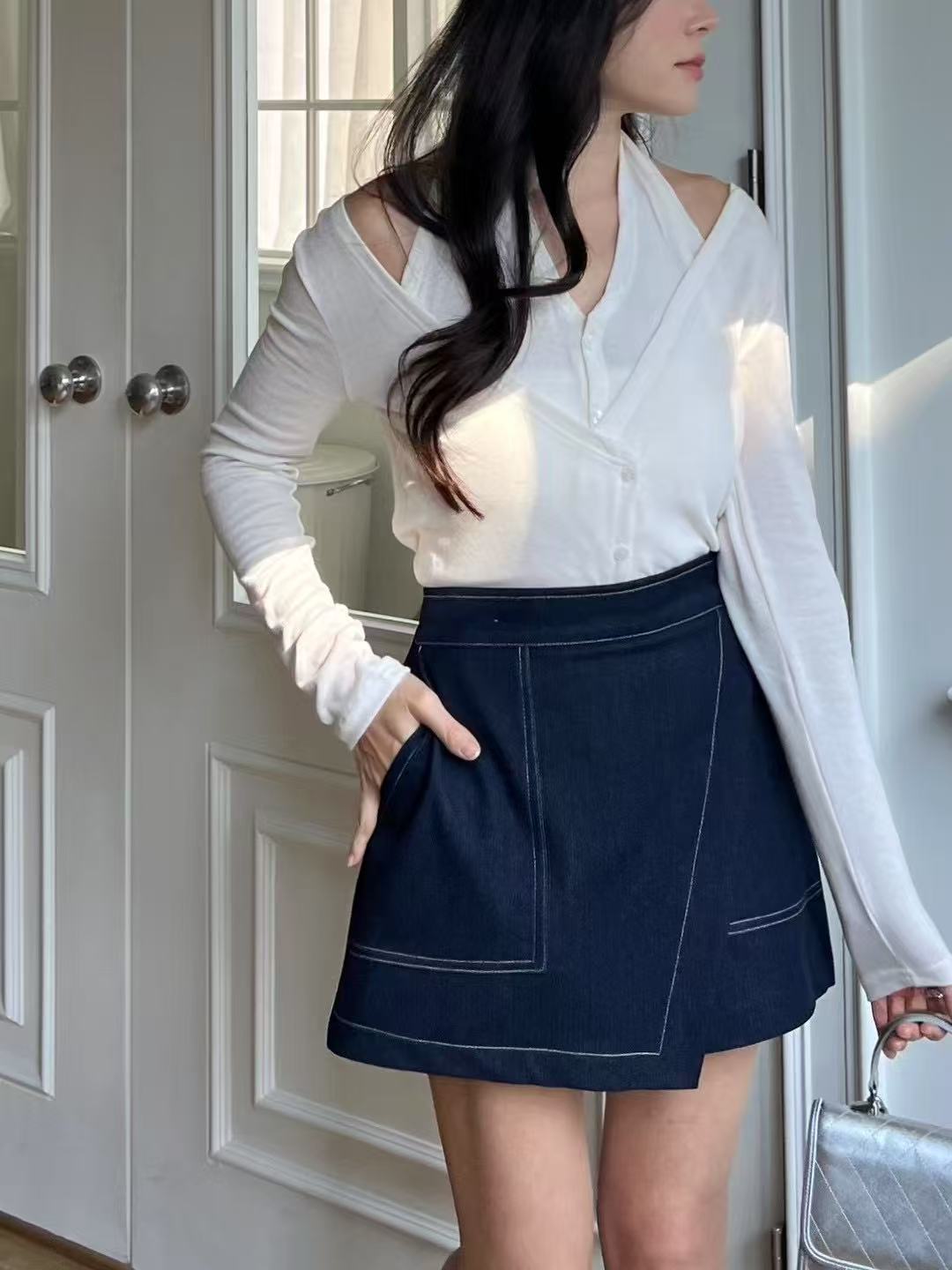 Denim Like Skirt Short