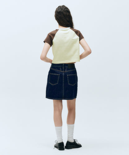 W 2-TONE RAGLAN CROP TEE