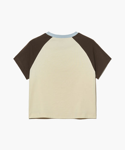 W 2-TONE RAGLAN CROP TEE