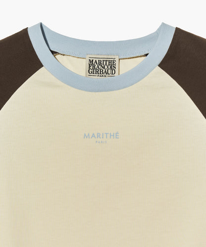 W 2-TONE RAGLAN CROP TEE