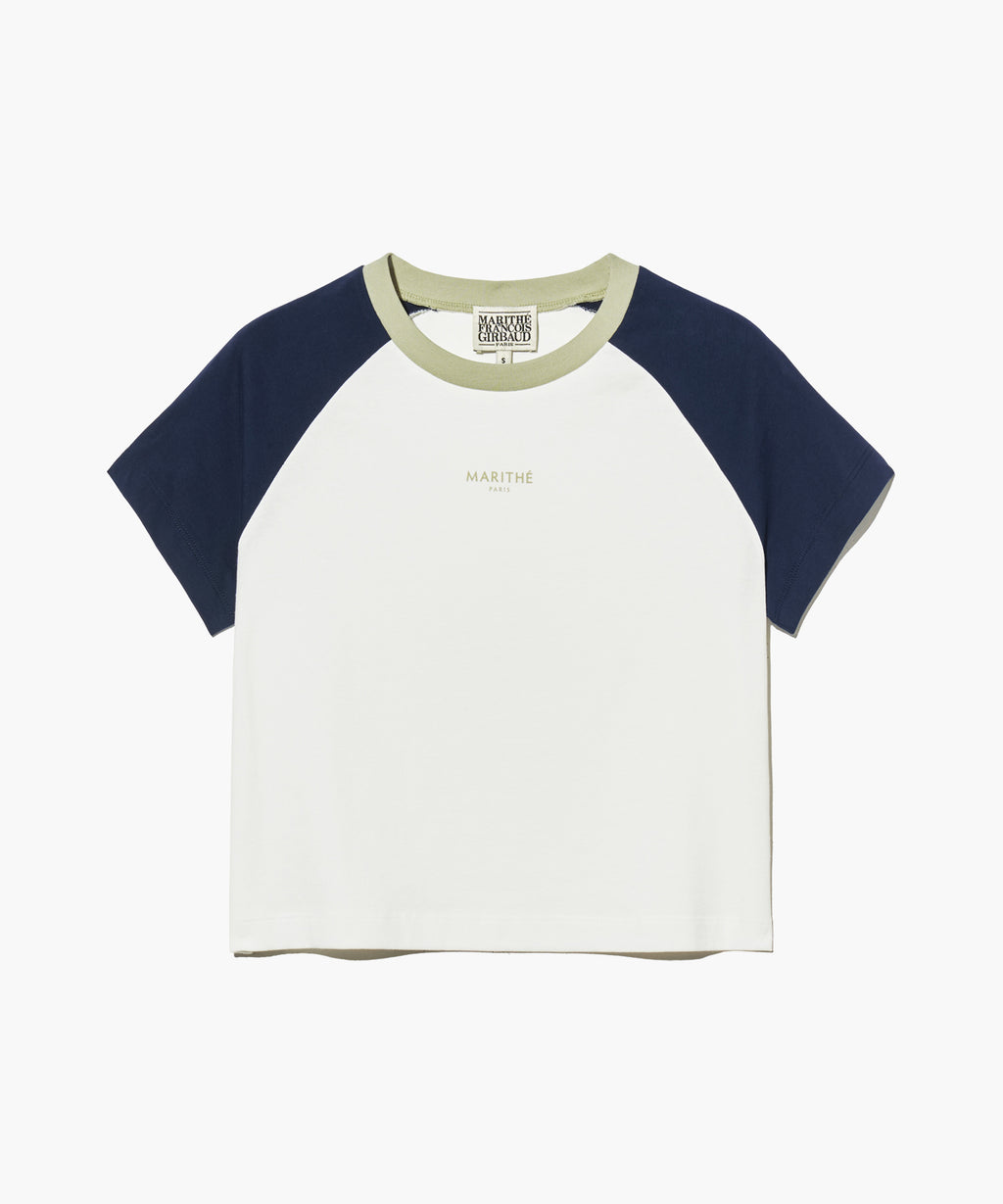 W 2-TONE RAGLAN CROP TEE