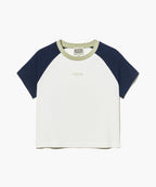 W 2-TONE RAGLAN CROP TEE