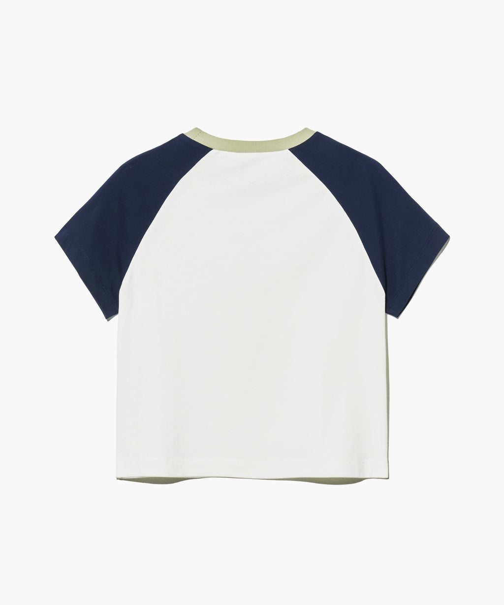 W 2-TONE RAGLAN CROP TEE