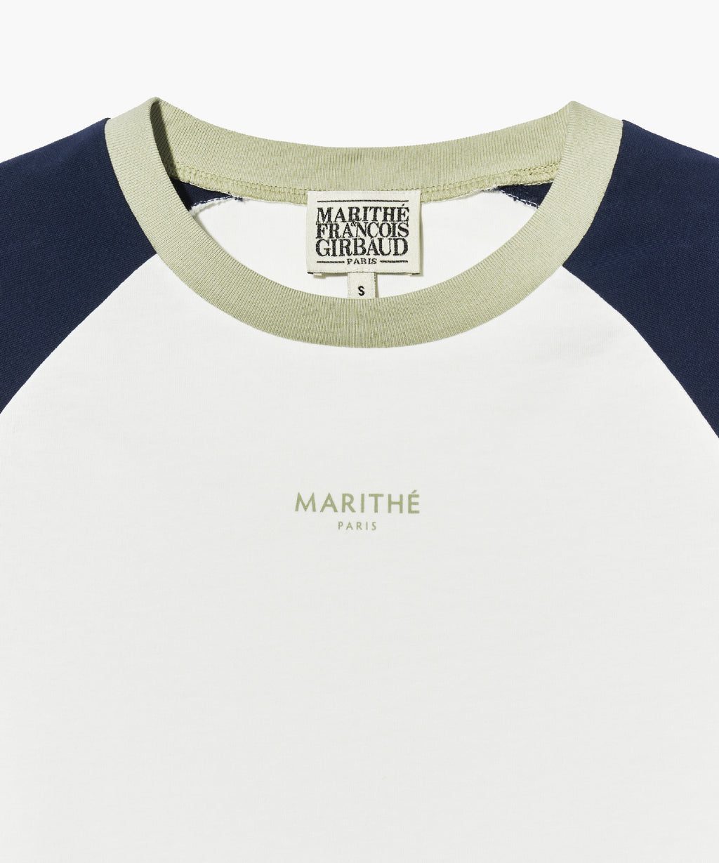 W 2-TONE RAGLAN CROP TEE
